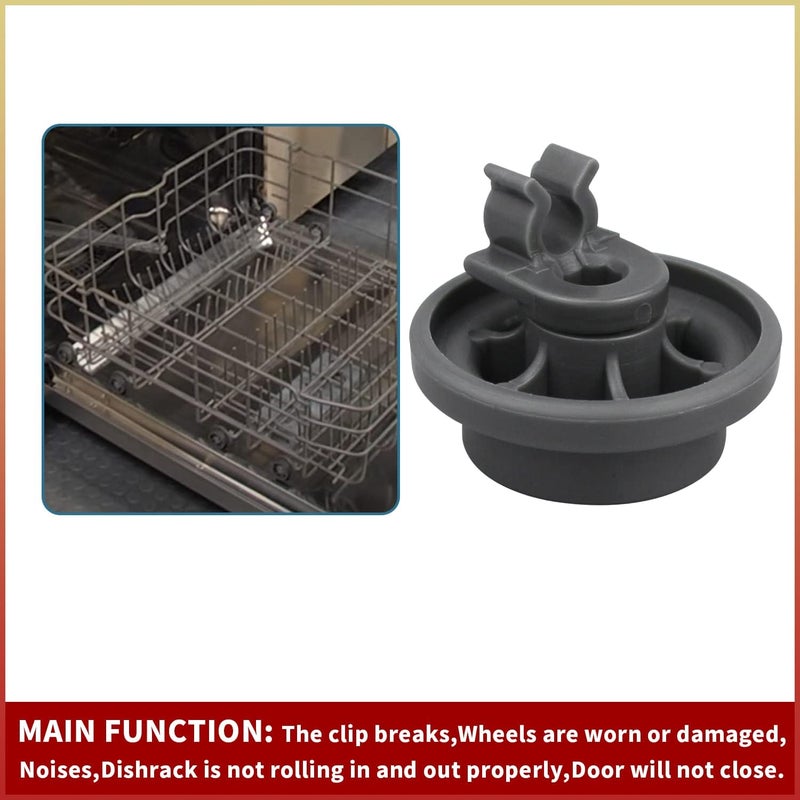 SUUJI 4 Pcs 4581DD3003B Dishwasher Lower Rack Wheels, Bottom Dishrack Roller Assembly Replacement part Compatible with LG Dishwasher Replaces 4581DD9002B 1372292 AP4437752 EA3523051 AH3523051 PS3523051 - Image 4